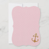 Glitter Nautical Girl Baby shower Invitation Kaart (Achterkant)