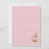 Glitter Nautical Girl Baby shower Kaart (Achterkant)