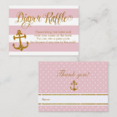 Glitter Nautisch Baby shower Luier Raffle Kaart (Voorkant / Achterkant)