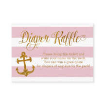 Glitter Nautisch Baby shower Luier Raffle Kaart