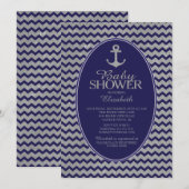 Glitter nautische anker Baby shower uitnodiging (Voorkant / Achterkant)