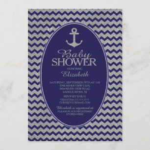 Glitter nautische anker Baby shower uitnodiging