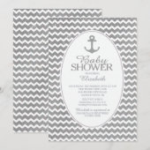 Glitter nautische anker Baby shower uitnodiging (Voorkant / Achterkant)