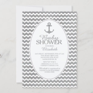 Glitter nautische anker Baby shower uitnodiging