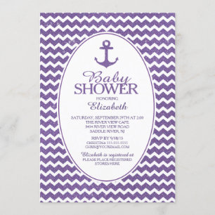 Glitter nautische anker Baby shower uitnodiging