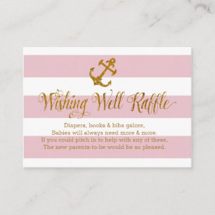 Glitter Nautische Baby Wishing Well Raffle Kaart