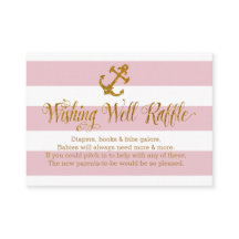 Glitter Nautische Baby Wishing Well Raffle Kaart