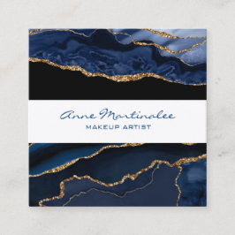 Glitter Navy Agate Square Visitekaartje