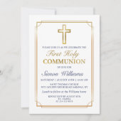 Glitter Navy Blue First Heilige Commune Gold Lijst Kaart (Voorkant)