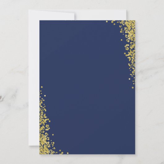 Glitter Navy Blue First Heilige Commune Gold Lijst Kaart (Achterkant)