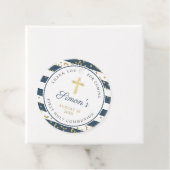 Glitter Navy Stripes First Heilige Communie Bedankjes Labels (In situ)