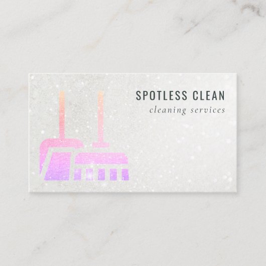 Glitter Neon Pink Oranje Broom Cleaning Service Visitekaartje (Voorkant)