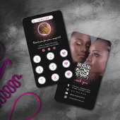 Glitter Neon Roze Haar Vlechten Loyaliteit Kaart Visitekaartje