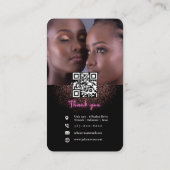 Glitter Neon Roze Haar Vlechten Loyaliteit Kaart Visitekaartje (Achterkant)