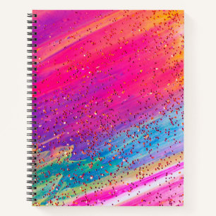 Glitter Notitieboek met meerkleurige regenboog, kl
