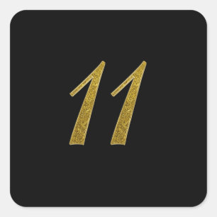 Glitter nummer 11 vierkante sticker