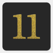 Glitter nummer 11 vierkante sticker (Voorkant)