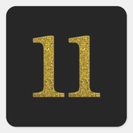 Glitter nummer 11 vierkante sticker