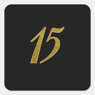 Glitter nummer 15 vierkante sticker
