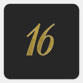Glitter nummer 16 vierkante sticker (Voorkant)