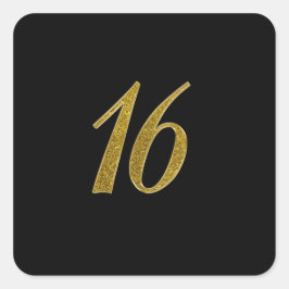 Glitter nummer 16 vierkante sticker