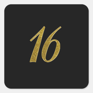 Glitter nummer 16 vierkante sticker