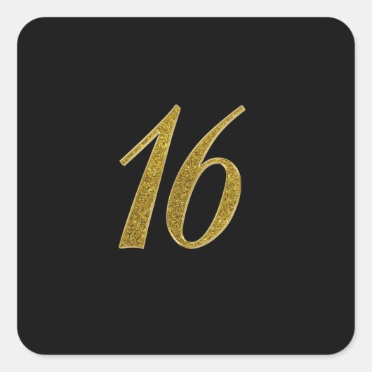 Glitter nummer 16 vierkante sticker (Voorkant)