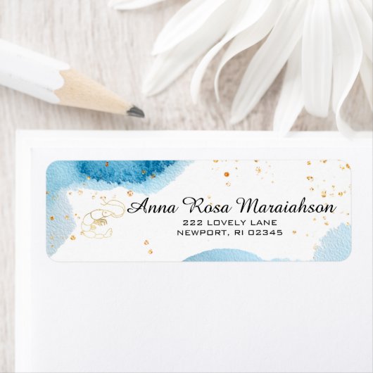 *~*Glitter Ocean Gold Nautical Beach LOBSTER Etiket (Insitu)