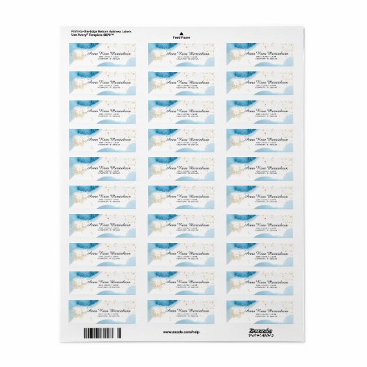 *~*Glitter Ocean Gold Nautical Beach OCTOPUS Etiket (Full Sheet)