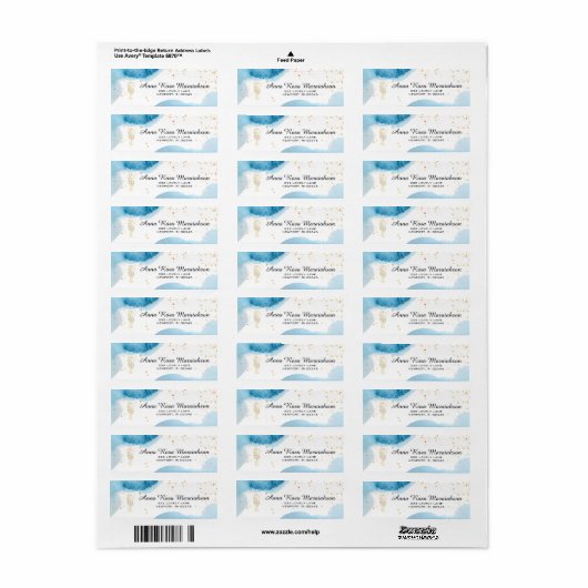 *~*Glitter Ocean Gold Nautical Beach ZEE HORS Etiket (Full Sheet)