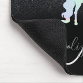 Glitter Ombre Black Monogram Holographic Unicorn Muismat (Hoek)