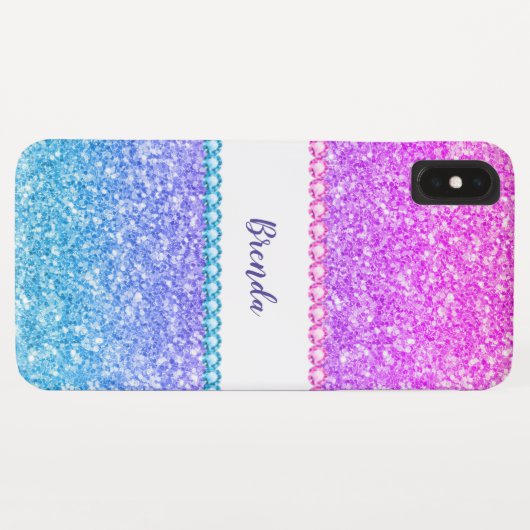 Glitter ombre & diamanten girale vormgeving Case-Mate iPhone case (Achterkant (horizontaal))