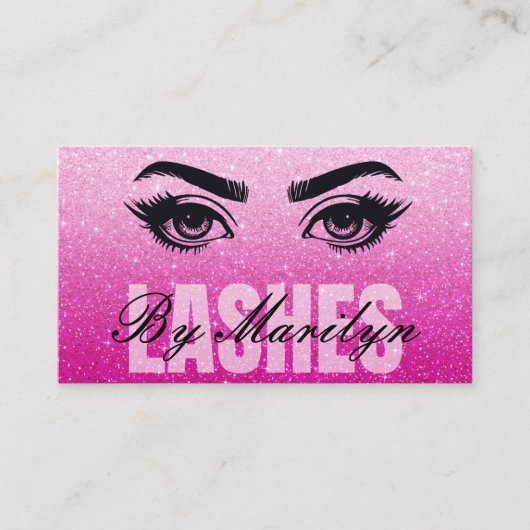 Glitter Ombre Elegant Lash Scannable QR-code Visitekaartje (Voorkant)