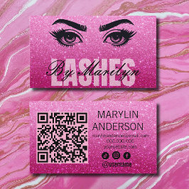 Glitter Ombre Elegant Modern Lash QR-code Visitekaartje