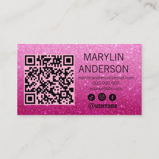 Glitter Ombre Elegant Modern Lash QR-code Visitekaartje (Achterkant)