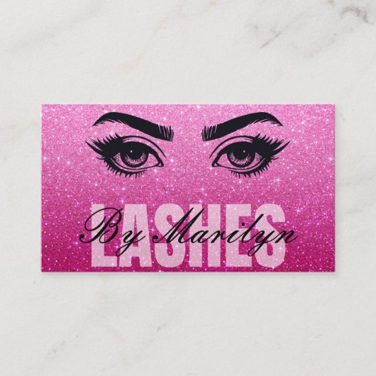 Glitter Ombre Elegant Modern Lash QR-code Visitekaartje (Voorkant)