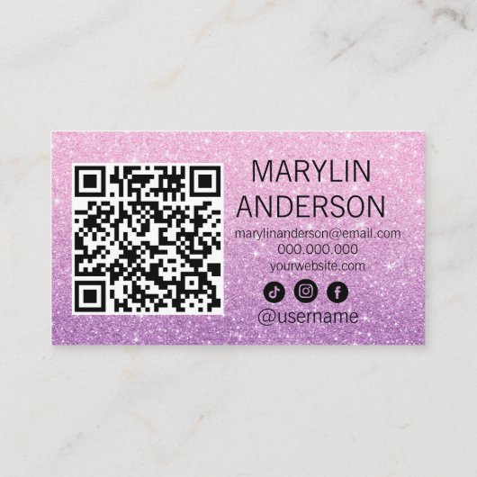 Glitter Ombre Lash Art Technician Trendy Visitekaartje (Achterkant)