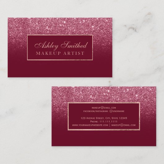 Glitter ombre makeup visitekaartje (Voorkant / Achterkant)