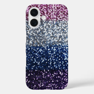 Glitter Ombre Paarse Blue iPhone 16 Hoesje