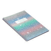 Glitter Ombre Rainbow Naam en onderwerp Notitieboek (Rechterzijde)