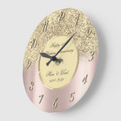 Glitter Ombre Roos Gold 50e bruiloft Jubileum Grote Klok (Hoek)