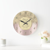 Glitter Ombre Roos Gold 50e bruiloft Jubileum Grote Klok (Huis)