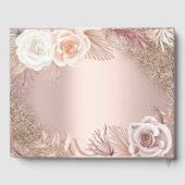 Glitter Ombre Roos Gold Boho Flowers Wedding Gastenboek (Achterkant)