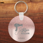 Glitter Ombre Roze Goud Hartjes, Föhn Sleutelhanger (Voorkant)