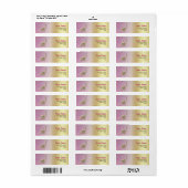 Glitter Ombre Roze & Gouden Dinosaurus Retouradres Etiket (Full Sheet)