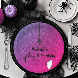 Glitter Ombre Spider Ghost Glam Halloween Papieren Bordje