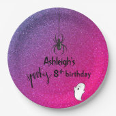 Glitter Ombre Spider Ghost Glam Halloween Papieren Bordje (Voorkant)