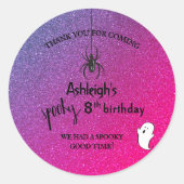 Glitter Ombre Spider Ghost Halloween Glam Favor Ronde Sticker (Voorkant)