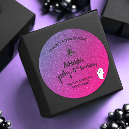 Glitter Ombre Spider Ghost Halloween Glam Favor Ronde Sticker