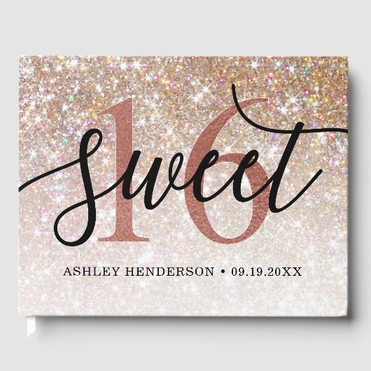 Glitter Ombre Sweet 16 Birthday Gastenboek (Voorkant)